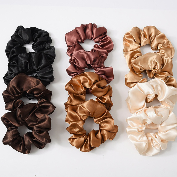 Women Satin Silk Hair Tie Elastic Scrunchies Ponytail Rings Rope Holder Hai Y8L8