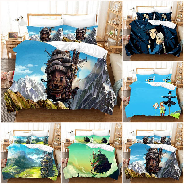 Anime Howls Moving Castle Pattern Comforter Duvet Cover with