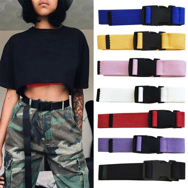 Fashion Tactical Multi-color Vintage Unisex Canvas Waist Belt Plastic ...