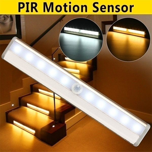 10 LEDs Wireless PIR Auto Motion Sensor Infrared Night Light Cabinet Stair Lamp