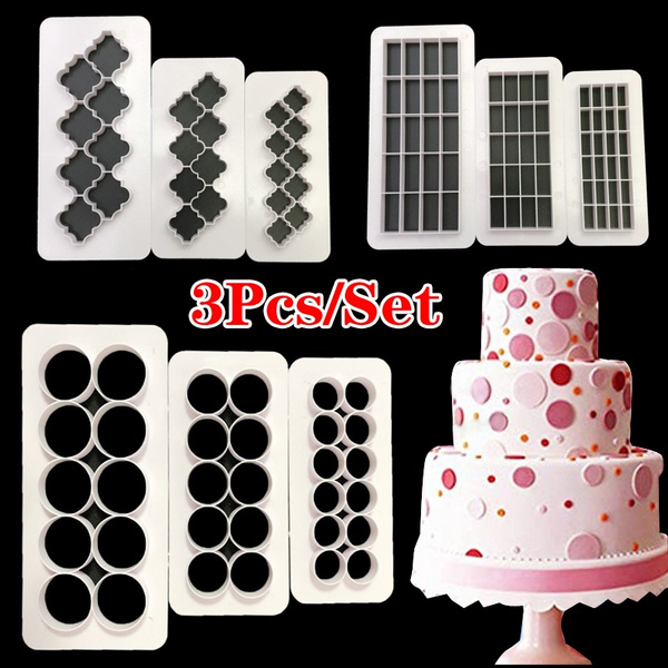 3Pcs/Set Baking Cookie Fondant Cake Mold Plastic DIY Geometric Chocolate 