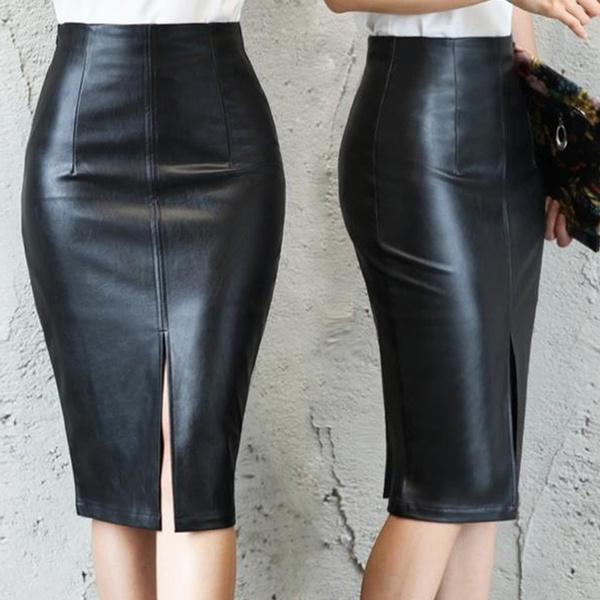 leather pencil skirt front split