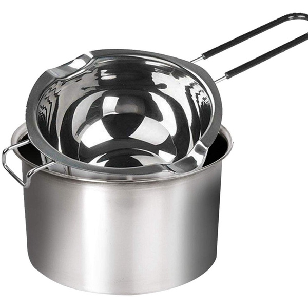 2 Pack Stainless Steel Double Boiler Heat Resistant Handle For Chocolate Butter Cheese Caramel And Candy Steel Melting Pot 2 Cup Capacity Universal Pad Wish