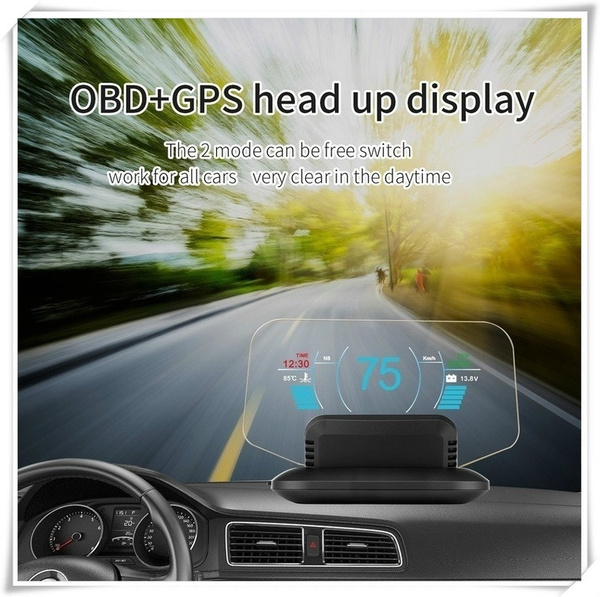 Car Hud OBD2 + GPS Head Display Car Windshield Speed Projector Security  Alarm Water Temp Speed Warning Head Up Display Car Navigation Car HUD Head  Up Display Car Accessories