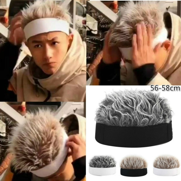 fake hair beanie