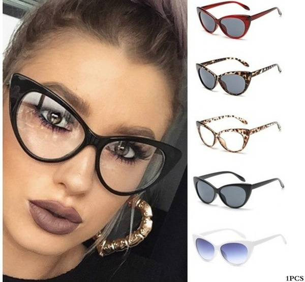 Women Men Cat Eye Sunglasses Girls Classic Charm UV Protection Eyeglasses  Clear Lens Eyewear Fashion Summer Casual Accessories Gifts 1pcs