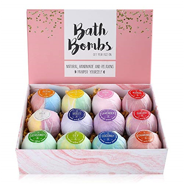 Bath Bombs, 12PCS Bath Bombs Gift Set, Organic & Natural Handmade Bubble Bath  Bombs Rich in Essential Oil, Lush Spa Fizzies for Moisturizing Dry Skin,  Valentines Gifts for Women, Men, Moms, Wife