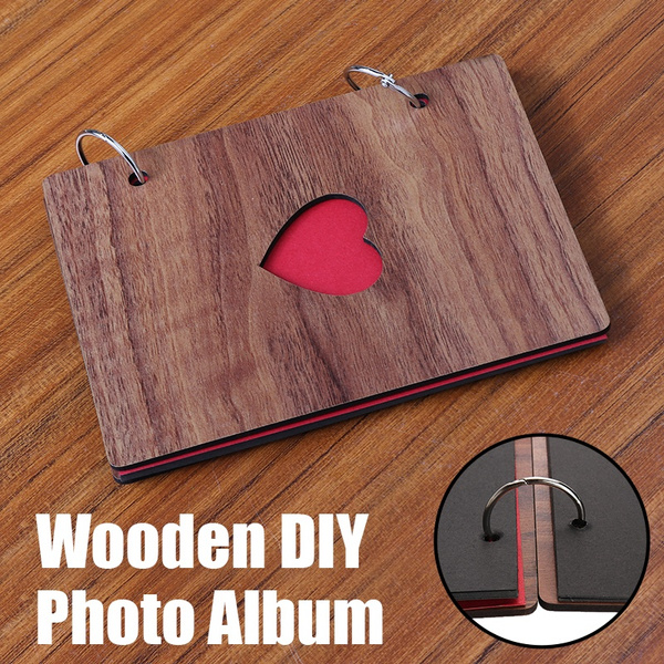 Wooden Photo Album Our Adventure Book Memory DIY Anniversary Scrapbook Travel