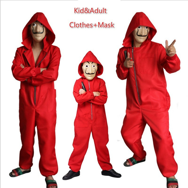 Salvador Dali La Casa De Papel Money Heist Red Jumpsuit Kids Adult Cosplay  Costume | Kids Adult Salvador Dali La Casa De Papel Cosplay Halloween  Costume 