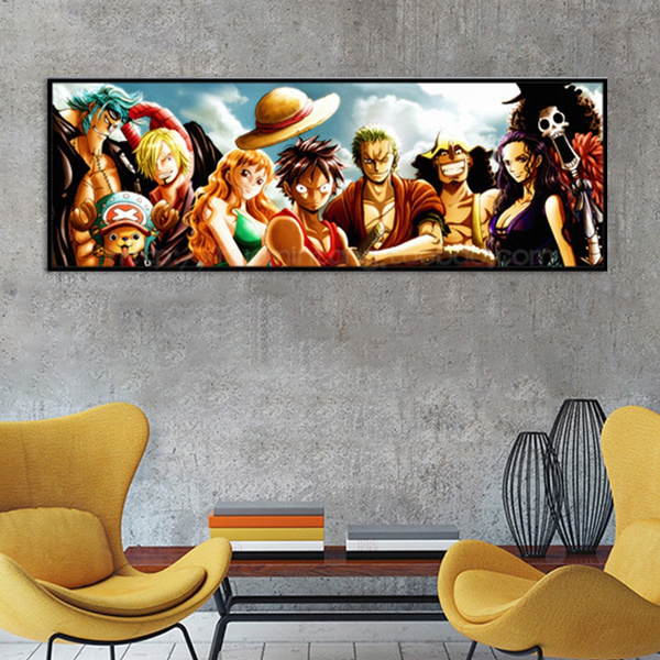 1 Piece Anime One Poster Manga The Straw Hat Pirates Luffy Zoro Nami Print Wall Art Painting For Kids Room Home Decor Oil Gifts No Frame Wish - One Piece Manga Home Decor