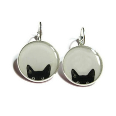 catleverback, Black And White, blackcatearring, Jewelry
