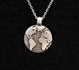 silverearthearthnecklace, Christmas, globesgalaxynecklace, Jewelry necklace