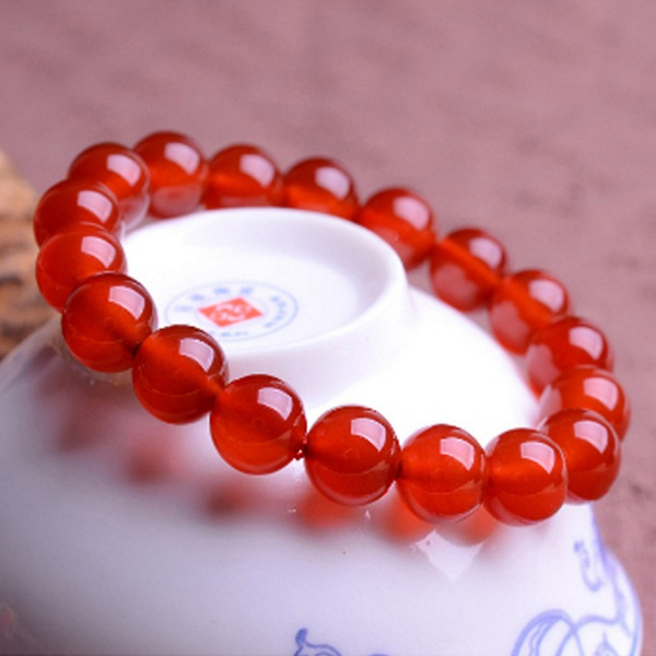 Red agate stone silver bracelet - NicteShop