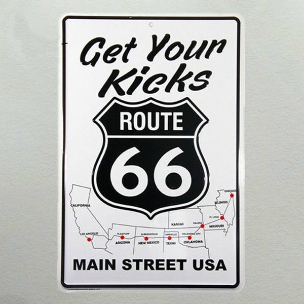 DL-Metal Tin Sign Get your Kicks on Route 66 Main Street of America Car sticker 