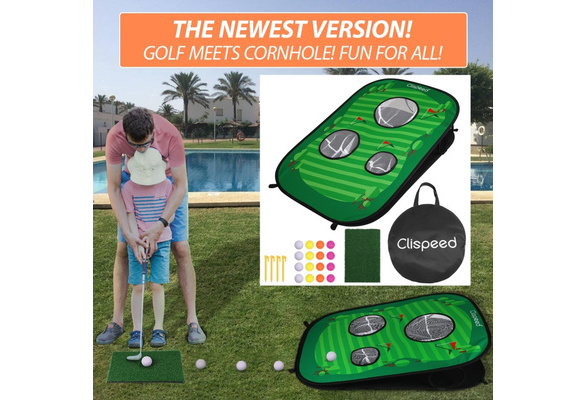 Clispeed Foldable Chipping Net Cornhole Game Set Golfing Net for