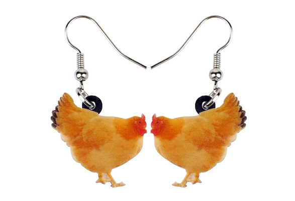 DOWAY Acrylic Charm Cute Chicken Hen Earrings Drop Dangle Jewelry Farm Animal Decoration for Women Girls Funny Party Gifts