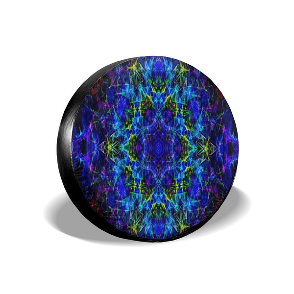 Psychedelic Trippy Self Stand Tire cover portable polyester