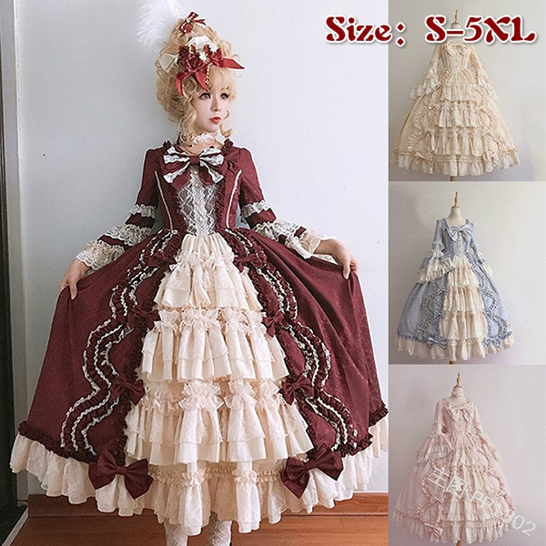 “Long Sleeve Classic Lolita Dress Sweet Cute Ruffle Dress Girls Anime ...