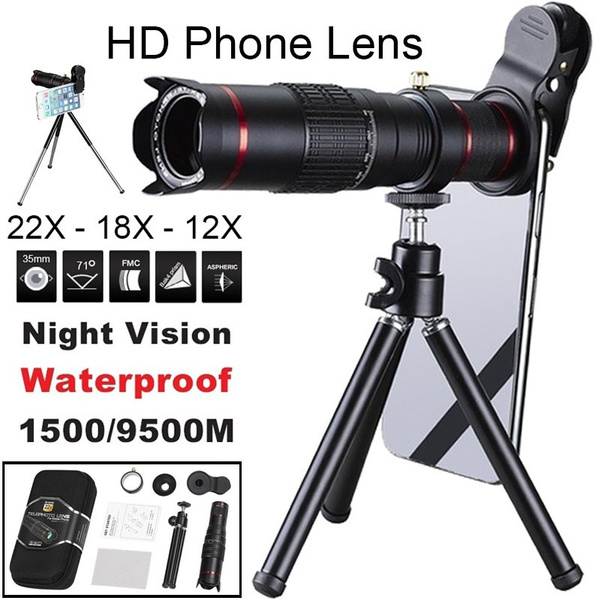 HD 4K 22x Zoom Mobile Phone Monocular Scope Telescope Lens Telephoto  External Smartphone Camera Lenses For