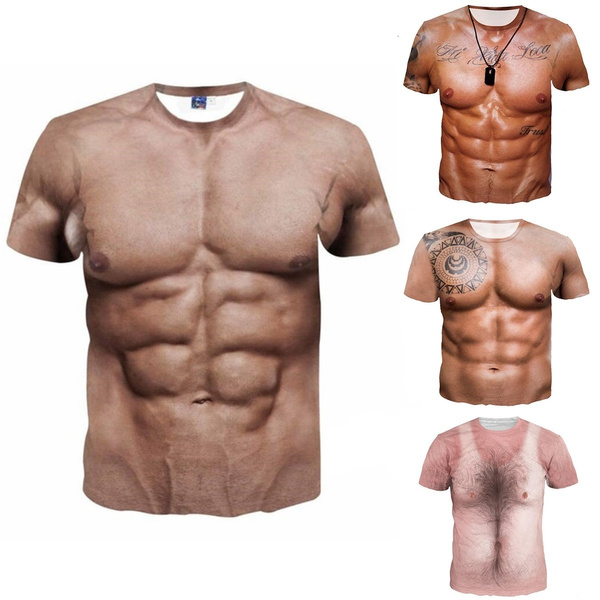 Body Skin Fake Muscle 3d Printing T Shirt Men Women Fashion Street