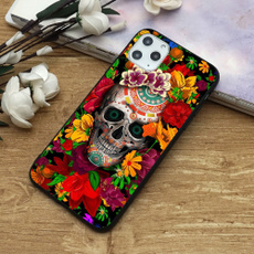 case, cute, Flowers, skull