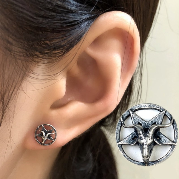 Satanic earrings hot sale