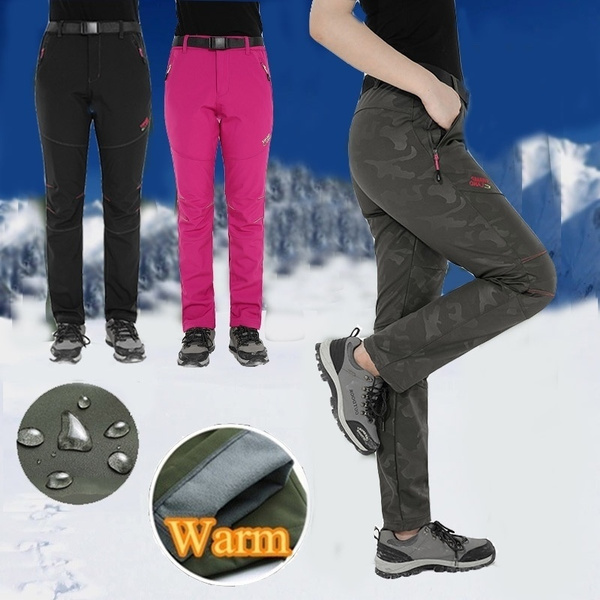 KUTOOK Pantalones Softshell Mujer Invierno Pantalones Deporte Impermeables para Montaña Trekking Senderismo Escalada con Forro Polar HP311