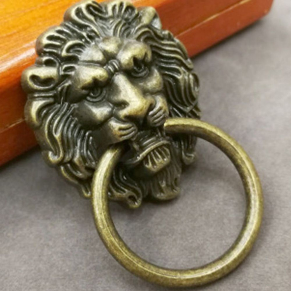 Vintage Lion Head Furniture Door Pull Handle Knob Cabinet Dresser Drawer Ring US 
