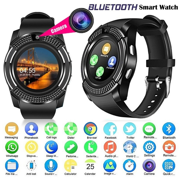 V8 bluetooth smart watch sports fitness tracker sd card deals sim card smartwatch phone pedometer sleep monitor