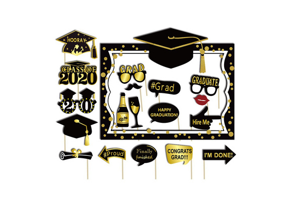 31PCS Class Of 2020 Graduation Grad Party Masks Photo Props Decorations Supplies 