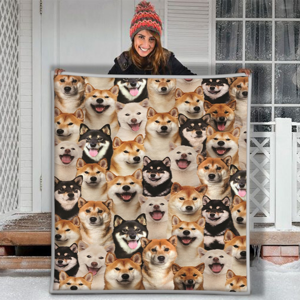 Shiba Inu Dog Pupppy Print Pattern Hooded Blanket