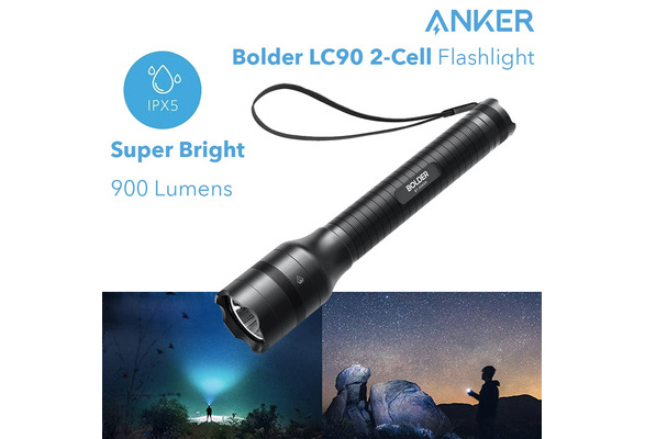 Zoomable IPX5 Water-Resistant Anker Bolder LC90 2-Cell Rechargeable Flashlight 