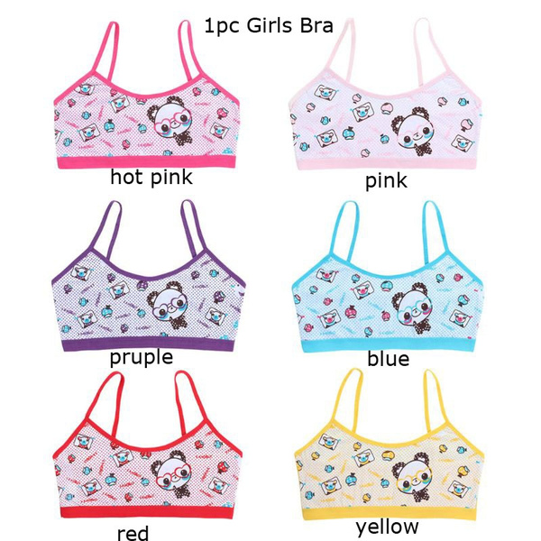 Horoshop Little Girls Bra,Cotton Cartoon Panda Print Girls Wireless Bralette Vest Sport Training Bra