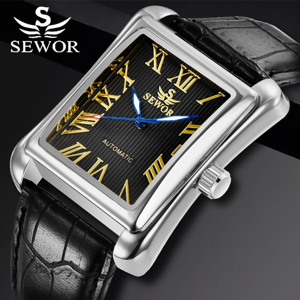 SEWOR Luxury Men Watches Fashion Rectangle Watches Men Gold Automatic  Mechanical Watches Men Man Watches Watch Men Luminous Waterproof with Gift  Box - Walmart.com