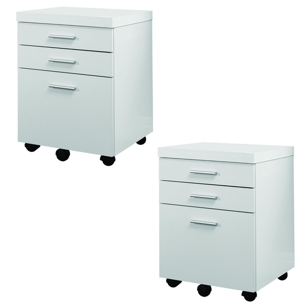 Monarch 3 Drawer Rolling Portable Filing Cabinet White 2 Pack Wish