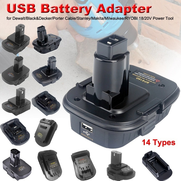 USB Battery Adapter for Dewalt Black Decker Porter Cable Stanley