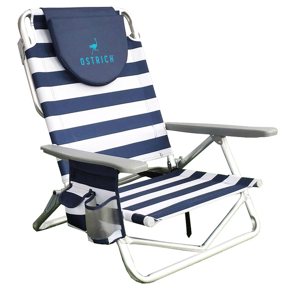 Ostrich On-Your-Back Sand Beach 6-Inch Off the Ground Chair, Navy Blue ...