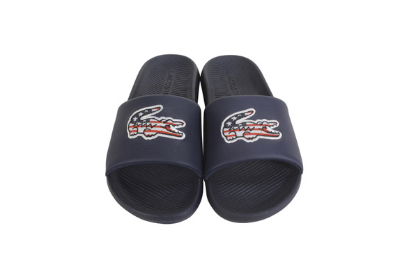 Lacoste Croco-Slide-319 Slides Men's American Flag Logo Sandals Shoes