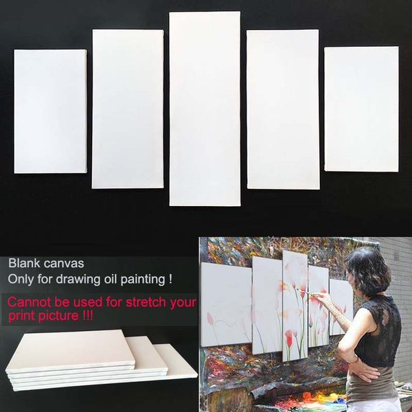 Stretched White Blank Canvas Art 5 Panels Canvas Board for Drawing