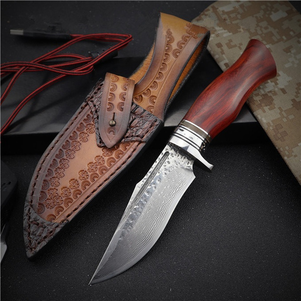 Buy LARGE TACTICAL HUNTING KNIFE DEFENDER 3 DAMASCUS STEEL