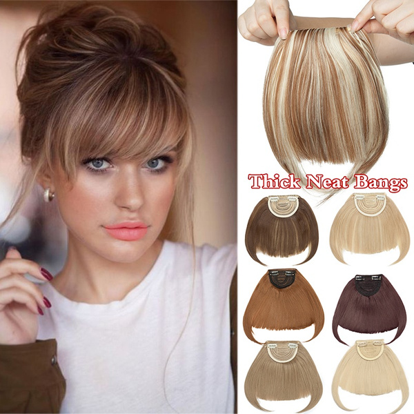 Natural Soft Silky Thick Neat Bang Front Fringe Clip In Hair Extension Hair Bangs Hair Extensions