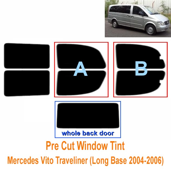 Pre Cut Window Tint Mercedes Vito Traveliner 04-06 RearWindow/&RearSidesAnyShade