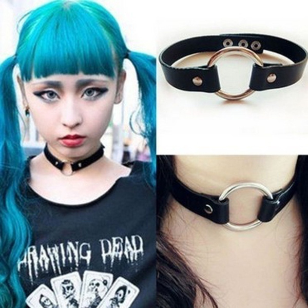 Fashion Punk Girls PU Leather Choker Necklace Jewelry Clavicle Gothic  Necklaces for Women Lady
