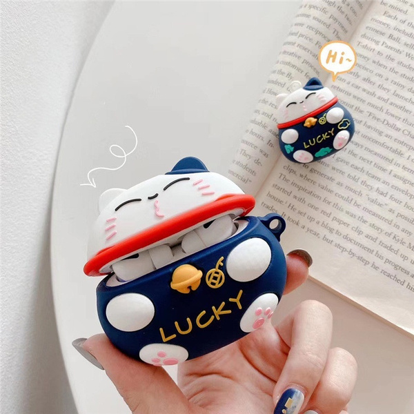 Lucky Cat Earphone Cases for AirPods Case Cute For Airpods 2 Pro Earpods  Cover Soft Silicone Headphone Case Cover Funda