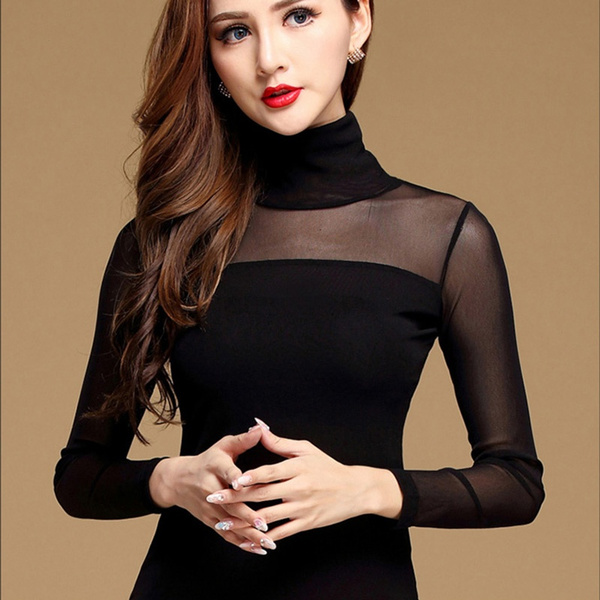 Womens Blouse Shirt Black White Sexy 