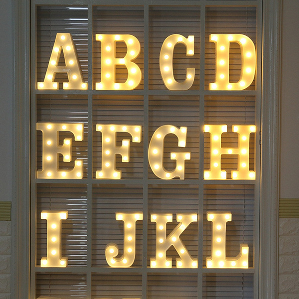 LED Light Up Alphabet Letter Lights White Letters Standing Hanging Sign Decor 
