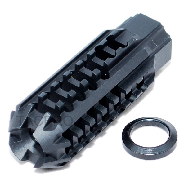 Aluminum Skeleton Muzzle Brake Compensator 1/2x28 TPI For .22LR Free Washer  TAN