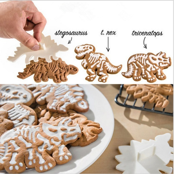 3pcs Dinosaur Shaped Cookie Cutter Mold Biscuit Sugarcraft Dessert Baking Mould 