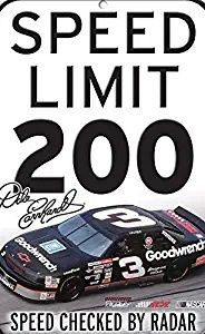 Nascar Speed Limit Sign 200 MPH Plastic Dale Earnhardt Decal #3 Garage Wall Sign 
