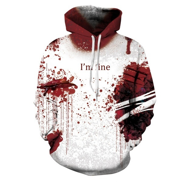 Custom Creep HOODIE Personalize Scary Halloween Blood Drip Sweatshirt Women  Mens
